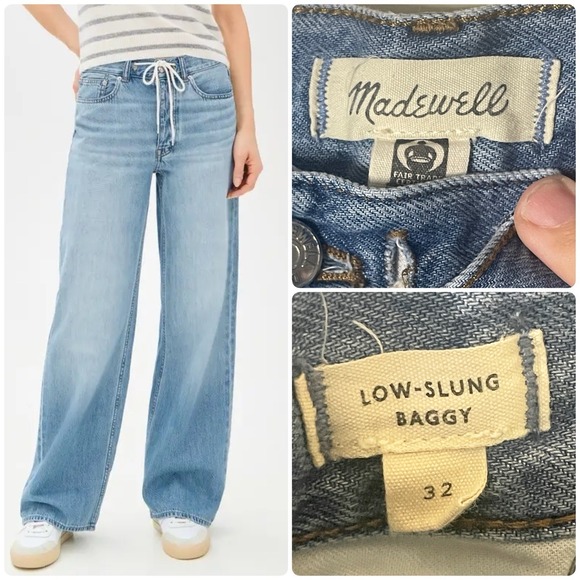 Madewell Denim - Madewell Jeans Low Slung Baggy Womens 32 /14 Medium Wash Denim Button Fly